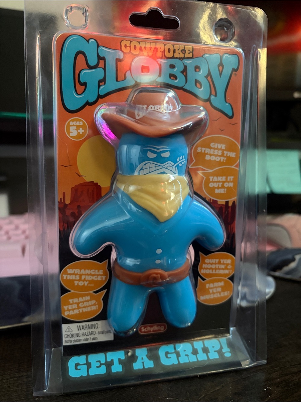 Cowpoke Globby Blue Cowboy Squeeze Figure with Tan Accessories